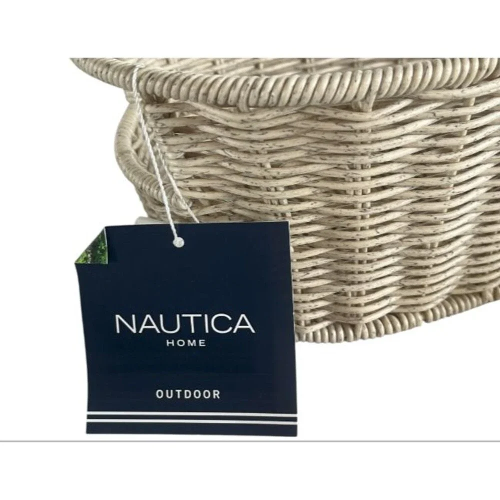 Nautica Woven Faux Wicker Off White Indoor Outdoor Basket Oval 15